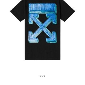 Off-White Black Tee with Blue Label